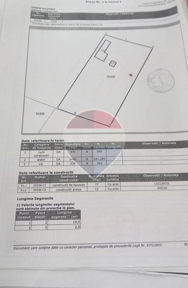 Teren de 2050 mp, în Călienii Noi