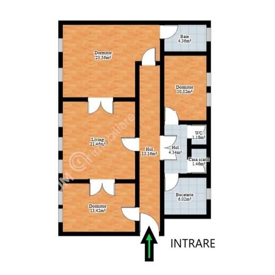 Apartament cu 4 camere decomandat în Central