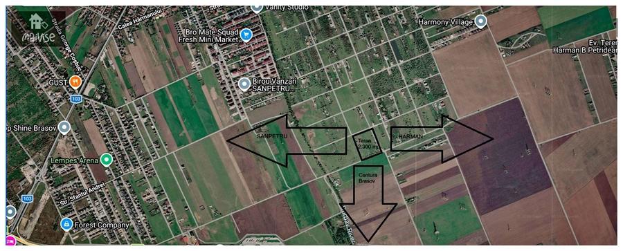 Teren agricol intravilan de 2300 mp, în Sânpetru