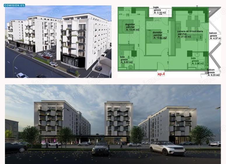 Apartament cu 3 camere decomandat în Sud