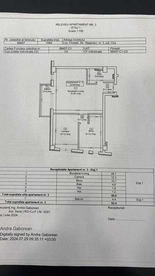 Apartament cu 3 camere decomandat în Florești
