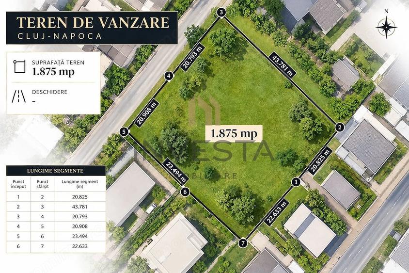 Teren de 1875 mp, în Borhanci