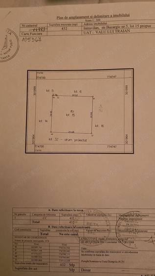 Teren de 432 mp, în Valu lui Traian