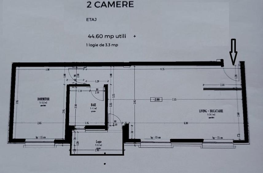 Apartament cu 2 camere semidecomandat, mobilat în Florești