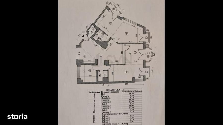 Apartament cu 4 camere, mobilat în Romană