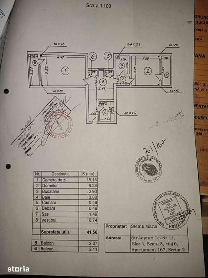 Apartament cu 2 camere decomandat în Tei