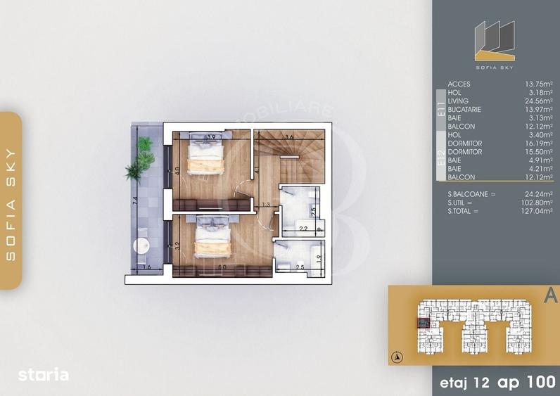 3 Camere modern-Scara interioara-Titan-Pallady-7min metrou - 4