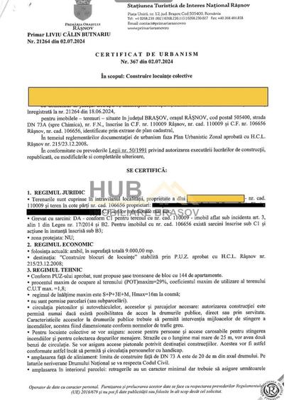 Teren Construcții intravilan de 9000 mp, în Central
