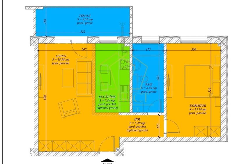 Apartament cu 2 camere în Mehala