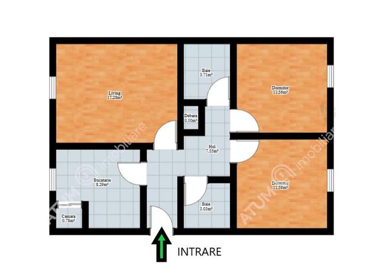 Apartament cu 3 camere decomandate pivnita in zona Strand din Sibiu - 9