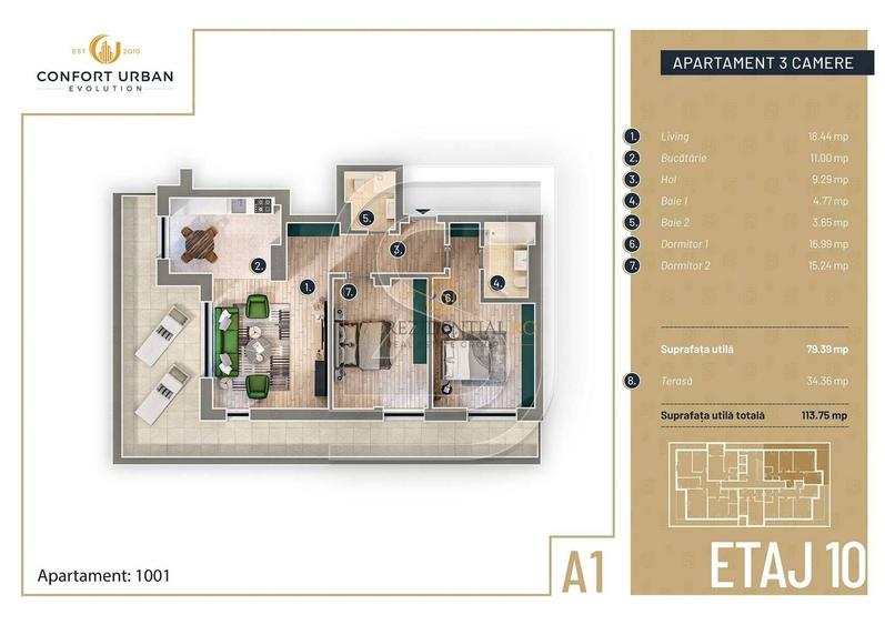 Apartament cu 3 camere decomandat în Rahova