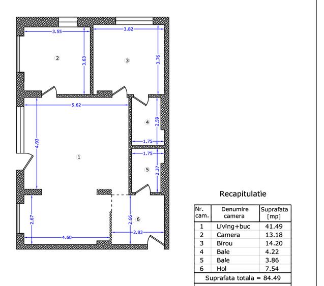 Apartament cu 3 camere decomandat, mobilat în Iancu Nicolae