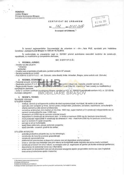 Teren Construcții intravilan de 5558 mp, în Centură