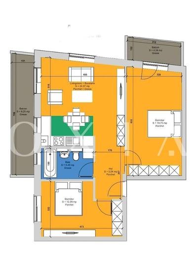 Apartament cu 3 camere în Central