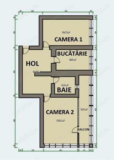 Apartament cu 2 camere decomandat în Burdujeni