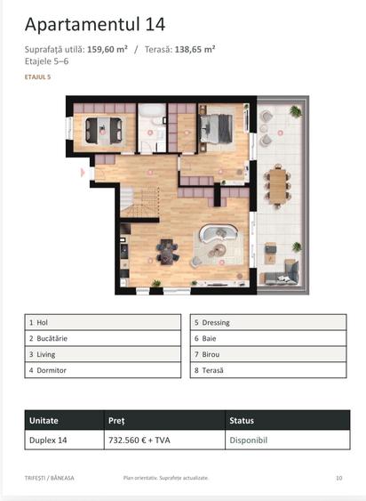 Penthouse cu 4 camere decomandat în Băneasa