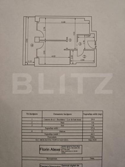 Apartament cu 2 camere decomandat în Baza 3