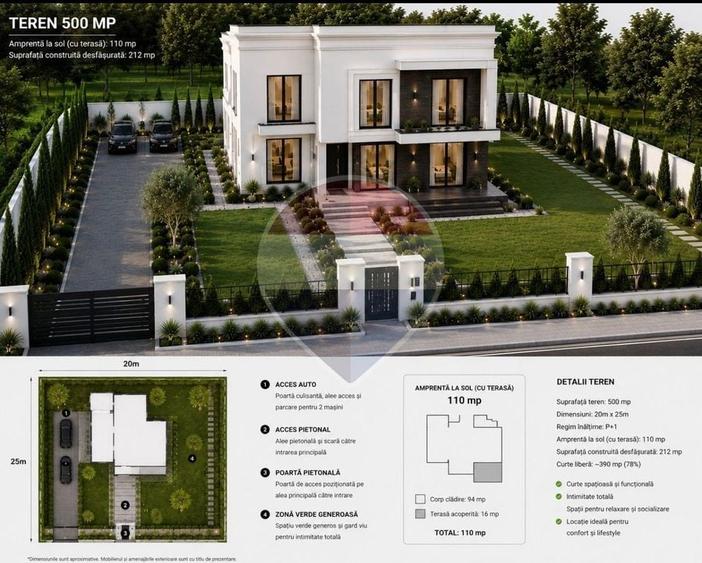 Casă individuală cu 4 camere cu Teren 500 Mp în Central