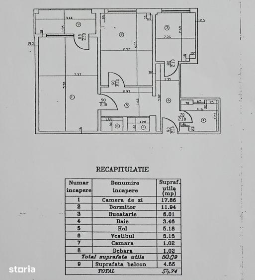 Apartament cu 2 camere decomandat în Ozana