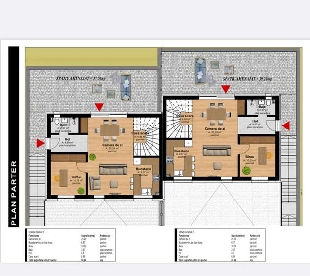 Duplex cu 4 camere cu Garaj în Florești