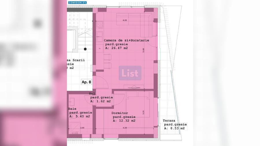 Apartament cu 2 camere decomandat în Republicii