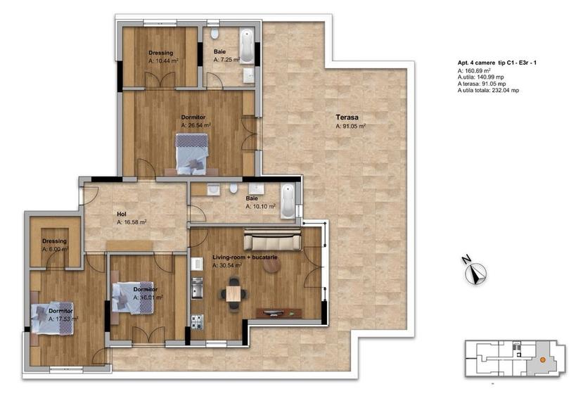 Apartament cu 4 camere decomandat în Fundeni