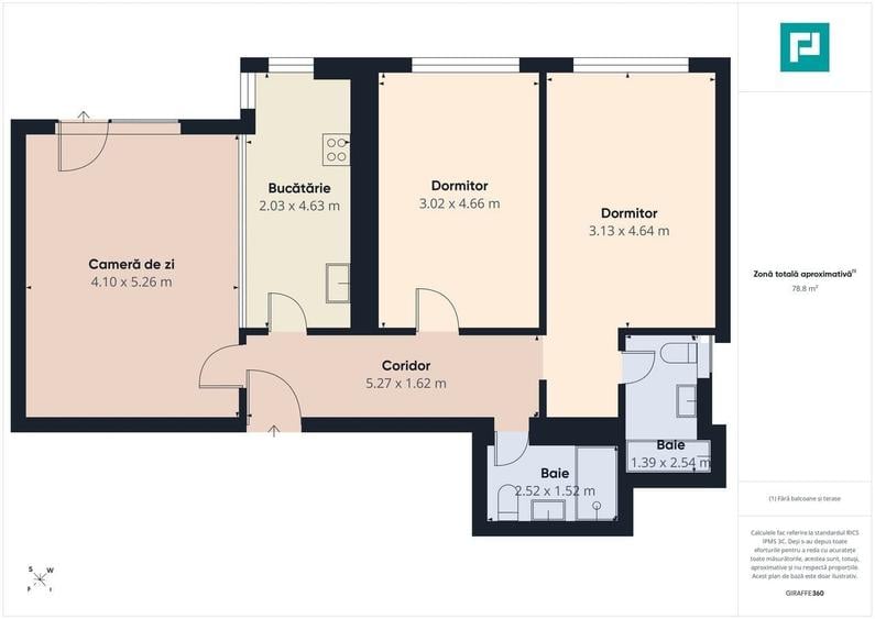 Apartament cu 3 camere în Central