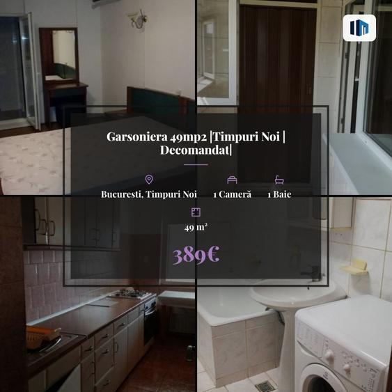 Garsonieră decomandată, mobilată în Timpuri Noi