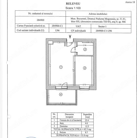 Apartament cu 2 camere semidecomandat în Tei