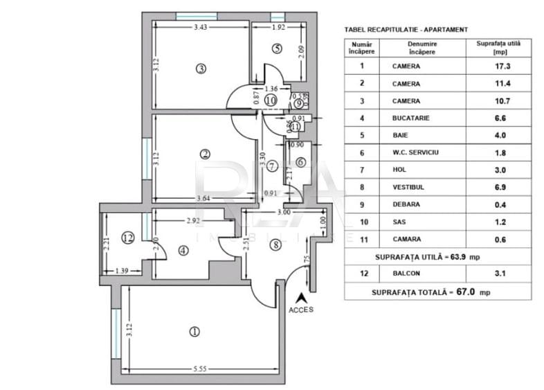 Apartament cu 3 camere decomandat, mobilat în Rahova