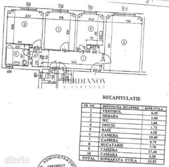 Apartament cu 3 camere decomandat în Rahova