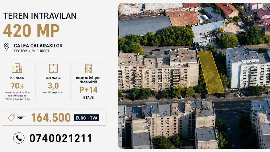 Teren Construcții intravilan de 420 mp, în Calea Călărașilor