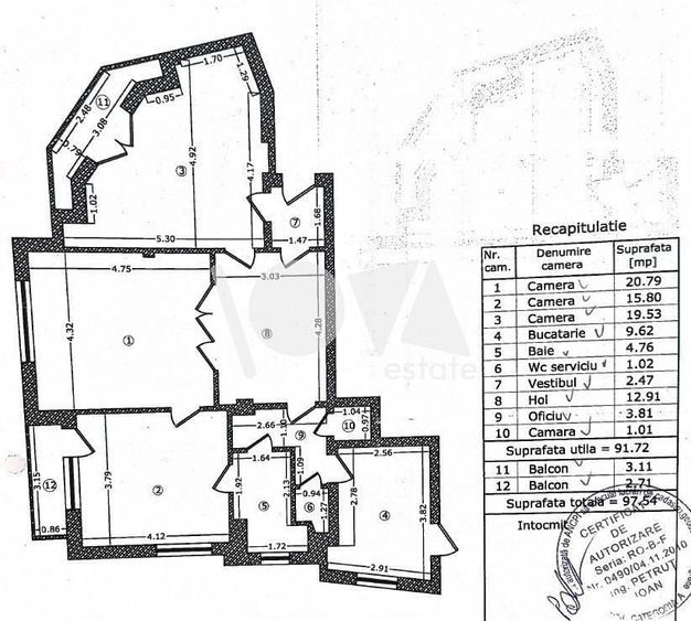 Apartament cu 3 camere în Central