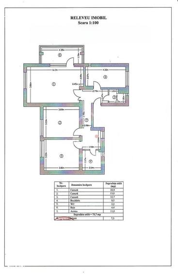 Apartament cu 3 camere decomandat în Blumăna