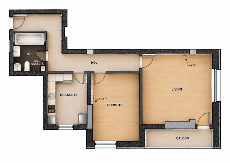 Apartament cu 2 camere decomandat în Titan