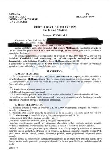 Teren Construcții intravilan de 3350 mp, în Stejeriș
