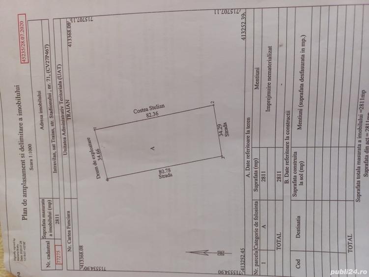 Teren de 7500 mp, în Traian