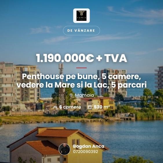 Penthouse cu 6 camere decomandat, mobilat în Mamaia