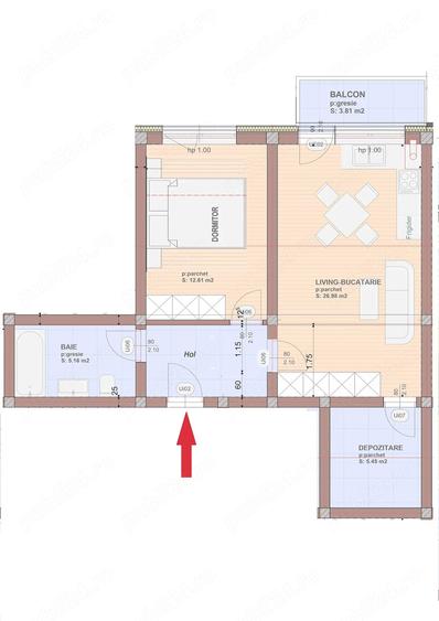 Apartament cu 2 camere decomandat în Sânpetru
