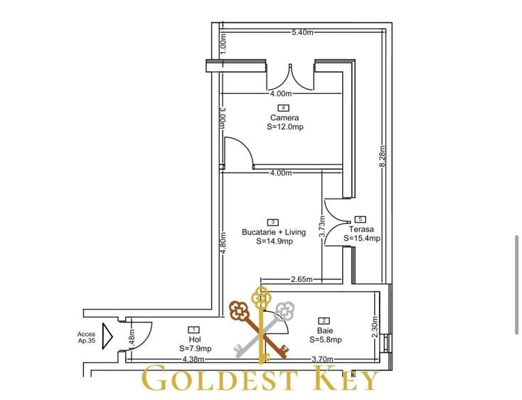 Apartament cu 2 camere în Baciu