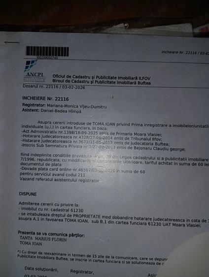 Teren de 2439 mp, în Moara Vlăsiei