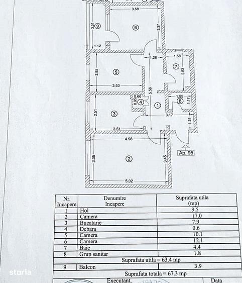 Apartament cu 4 camere decomandat în Central