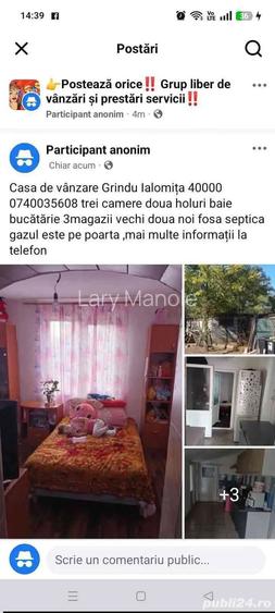 Casă cu 3 camere cu Teren 1300 Mp în Grindu