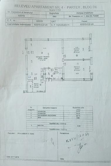 Apartament cu 3 camere decomandat în Florești