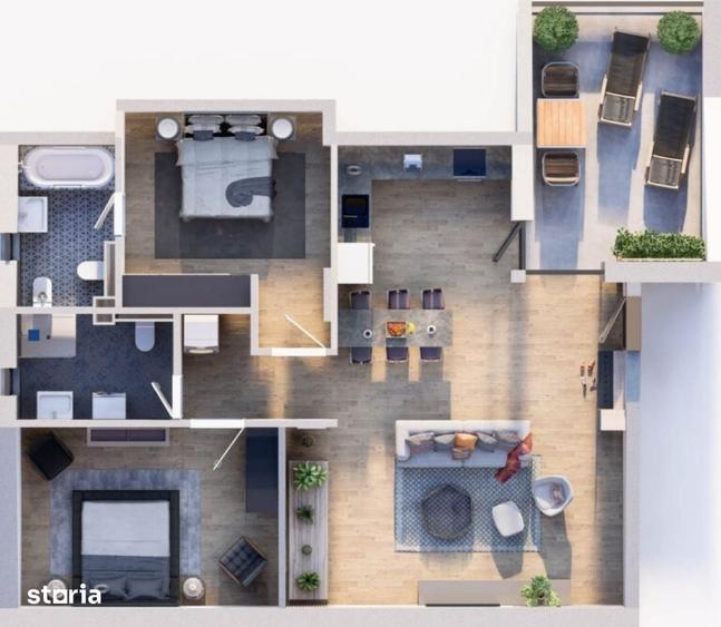 Apartament cu 3 camere în Sud