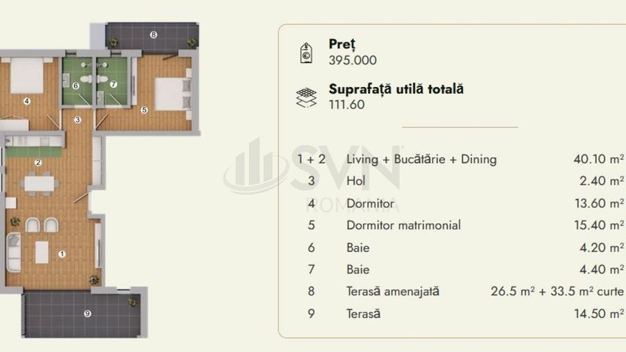 Apartament cu 3 camere decomandat, mobilat în Central
