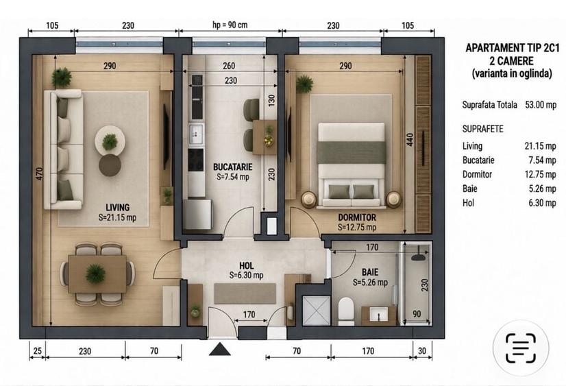 Apartament cu 2 camere decomandat în Bucureștii Noi