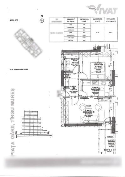 Apartament cu 2 camere în Semicentral