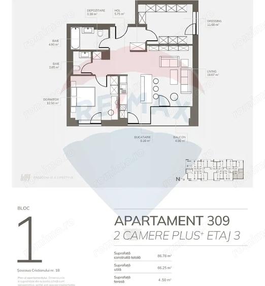 Apartament cu 3 camere semidecomandat în Bartolomeu