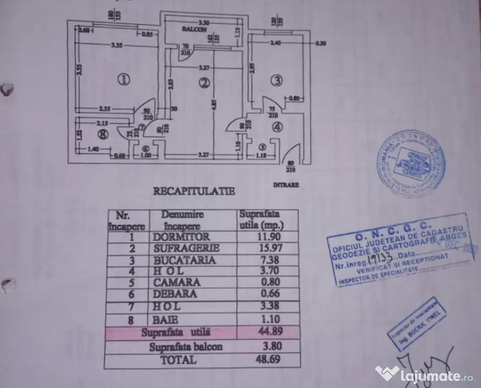 Apartament cu 2 camere semidecomandat în Central